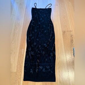 Wallis Black Velvet Floral Maxi Dress